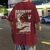 2025 nueva marca de tendencia callejera europea y americana camiseta de manga corta hombre alta calle americana retro holgada casual verano manga de cinco puntos
