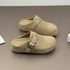 Chinelos Birkenstock para Mulheres 2026 Novo Modelo para Grávidas, Slip-On Sola Macia Largos Meio-Mules Fechados na Ponta com Solas Grossas