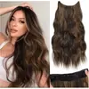 Perucas Simples de Estilo Europeu e Americano para Mulheres, Cabelo Sintético de Comércio Exterior, Extensões de Cabelo Longo Cacheado de Uma Peça, Extensões de Cabelo de Fibra de Alta Temperatura Fio de Pesca