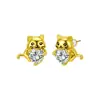 Pendientes Transfronterizos Europeos y Americanos de Plata de Ley S925 con Lindo Gatito Abrazando un Corazón para Mujer, Incrustados con Circonita, Diseño Dulce, Pendientes en Forma de Corazón, Modernos
