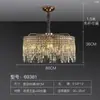 Lustre de cristal para restaurante de luxo leve estilo francês, luminária de mesa de bar minimalista nova de 6 peças, lustre longo de designer para mesa de ilha, estilo vintage creme