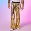 Transfronterizo 2025 Comercio Exterior Verano Nuevos Pantalones Acampanados Plateados con Lentejuelas Europeos y Americanos Pantalones Casuales para Actuación en Escenario