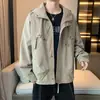 Chaqueta casual para hombre para primavera y otoño, adecuada para estudiantes de secundaria y universidad, talla grande, cortavientos elegante con capucha, estilo ropa de trabajo