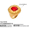 Anillo de Moda Exagerado con Piedra de Vidrio de Colores, Estilo Europeo y Americano, Piedra de Ojo de Tigre Personalizada, Anillo Combinado de Acero Inoxidable Chapado en Oro de 18K