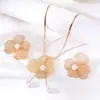 Collar y pendientes para mujer transfronterizos de Europa y América, combina con todo, diseño de perlas con incrustaciones de flores, cadena larga de clavícula de nicho.