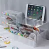 Procesamiento y Personalización/Ins Caja de Almacenamiento de Escritorio Simple Dibujos Animados Cuatro Compartimentos Portalápices Inclinado Caja de Almacenamiento para Brochas de Maquillaje Lápiz Labial
