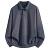 Sudadera nueva de otoño para hombre con cuello polo, marca americana de moda, corte holgado, deportiva y casual, top de color liso de alta gama con solapa
