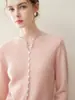 Cardigan de Tricô Cashmere Novo Outono Inverno com Gola Redonda e Botões Borda Rolê para Mulheres Cor Sólida Suave Leve Manga Longa