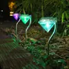 Luz Solar LED para Césped Tipo Diamante, Luz de Jardín Exterior Impermeable, Luz de Calle para Paisajismo, Luz de Diamante, Panel Solar Colorido