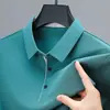 Camisa Polo de Alta Gama para Hombre Verano Seda de Hielo Manga Corta Holgada Secado Rápido Talla Grande Top Camiseta Holgada con Cuello de Solapa para Papá
