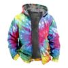 2024 Transfronterizo Impresión 3D Tie-dye con forro polar Engrosado Doble Forro Terciopelo Grueso Chaqueta Acolchada de Algodón Cremallera Bolsillo Excavado Cálida Chaqueta Acolchada de Algodón