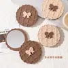 Espejo Portátil, Espejo Redondo Pequeño, Espejo Redondo de Doble Cara con Forma de Waffle, Lindo Mini Espejo Portátil de Maquillaje para Niñas para Retocarse el Maquillaje