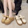 Pantuflas con lazo y suela gruesa para mujer, estilo francés Mary Jane, primavera y verano 2025