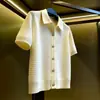 Estilo Casual de Verano Holgado 2026 Cardigan de Punto Jacquard de Manga Corta para Hombre y Mujer con Textura Estilo Old Money, Color Albaricoque
