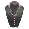 N14152 Corrente grossa de metal multicamadas personalizada com pingente de pérola, colar longo multicamadas em forma de Y, corrente para suéter com toque de luxo leve e de alta qualidade