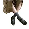 Elegantes zapatos Mary Jane de lunares para mujer, nueva colección otoño 2026, zapatos planos de mezcla de lana con punta baja, color: negro, punta redonda