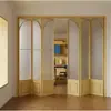 Porta Deslizante Dobrável Estilo Francês Retrô para Varanda, Divisória de Porta para Cozinha, Sala de Estar, Banheiro, Porta Deslizante de Liga de Magnésio Titânio