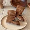 Botas retro Martin para niños, Botas de tacón de ballet Maillard, Botas geniales de nuevo diseño con punta redonda y lazo para niñas