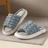 Lindas Pantuflas de Lino para Mujer Cuatro Estaciones Interiores Hogar Suela Gruesa Antideslizantes Absorbentes de Sudor Primavera Otoño Sensación de Algodón Lino Pantuflas Frescas Verano