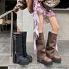 Nuevas Botas de Pantalón de Alta Gama Otoño e Invierno 2025, Botas Dulces y Frescas Sexys, Botas Vaqueras de Suela Gruesa, Botas Hasta la Rodilla