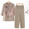 Conjunto de Ropa de Verano para Mujeres de Mediana Edad y Mayores 2026 Estilo Nuevo, Blusa para Mamá, Atuendo para Abuela, Ropa de Verano Delgada para el Día de la Madre
