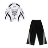 Roupas Infantis da Moda Street Dance Roupas Infantis Hip-Hop Conjunto de Bateria Roupas de Performance Preto e Branco Roupas Infantis Hip-Hop da Moda Roupas de Performance para Meninas