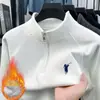 Comércio Exterior Transfronteiriço Outono e Inverno Moletom Masculino Meio Zíper Gola Alta Algodão Manga Longa Casual Jaqueta de Alto Padrão Atacado