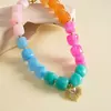 Collar de cuentas geométricas degradado colorido transfronterizo europeo y americano, cadena para la clavícula estilo resort de playa, joyería de lujo ligero de alta gama al por mayor