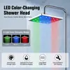 Suministro del fabricante Control de temperatura de tres colores LED Cabezal de ducha para baño que cambia de color Cabezal de ducha cuadrado grande Rotación de 360 grados Cabezal de ducha de 8 pulgadas