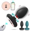 Fábrica de productos para adultos al por mayor Valia control remoto de carga APP vibración giratoria brillante tapón anal de silicona