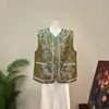 Nuevo Chaleco Elegante Retro Chino con Flores Envueltas y Perlas 2026 Otoño Nuevo Estilo Diseño de Cuello Redondo Suelto Chaleco Murciélago