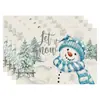 Amazon Manteles Navideños Muñeco de Nieve Árbol de Navidad Manteles Decoración de Mesa de Comedor Occidental Manteles Aislantes Fiesta Navideña
