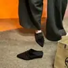 Lenço de cabeça plissado estilo old money retrô chinelo mule plataforma calçado de exterior bico fino slip-on salto grosso meia-chinelo