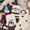 Calcetines de Piso de Felpa Gruesos para el Hogar Otoño e Invierno Pingüino de Dibujos Animados Calcetines Cálidos para Mujer Suaves y Cerosos Accesorios para Niñas Calcetines