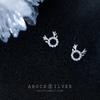 Aretes de Plata S925 para Mujer Pequeños Frescos Diamante Redondo Navidad Astas Dulce Animal Pequeña Joyería para la Oreja G0384