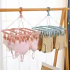 Percha plegable para colgar, 32 pinzas, multifuncional, resistente al viento, para calcetines, de plástico, para el hogar