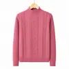 Camiseta interior cálida engrosada para madres, suéter de punto trenzado con cuello semi-alto para mujeres de mediana edad, otoño e invierno