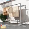 Tubo de Acero Galvanizado Tendedero de Ropa de Pie para el Hogar Balcón Colgador de Ropa Exterior a Prueba de Viento Doble Barra Barra para Secar Edredones