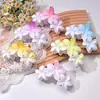 Pinza para el pelo con flores de color caramelo transfronteriza pinza de garra de plumeria pinza de garra de tres flores retro para mujer pinza de tiburón para la parte posterior de la cabeza accesorio para el pelo