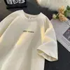 Camiseta Redonda de Manga Curta com Estampa de Letras Dopamina para Homens Verão 2025 Fina Simples Respirável Meia-Manga Camiseta de Estudante
