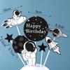 Decoração de bolo de aniversário infantil Astronauta Desenho animado Plug-in Cartão Tema espacial Festa Sobremesa Mesa Foguete Planeta Plug-in