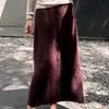 5% seda de morera, 5% cachemira, 90% lana de oveja, Fábrica de Tejidos Puyuan, falda larga de punto versátil estilo coreano con diseño cepillado de lana