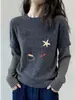 Camiseta Elegante de Manga Longa com Gola Redonda, Bloqueio de Cores Listrado, Falsa Peça Dupla para Mulheres, Top Casual Moderno Emagrecedor A13482