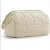 Bolsa de Maquiagem Acolchoada de Algodão Popular Transfronteiriça, Bolsa Portátil de Armazenamento de Artigos de Higiene Pessoal à Prova d'Água para Viagem, Bolsa de Beleza Dobrável com Estrutura de Aço, Grande
