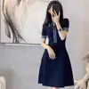 Vestido de Punto de Seda Helada Estilo Hepburn Coreano para Verano, Talla Pequeña, Adelgazante, Elegante, Moderno, Rejuvenecedor, Vestido Corto Casual