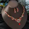 Conjunto de collar exagerado de joyería roja vintage transfronteriza, joyería de cristal lujosa, accesorios para vestidos de fiesta, suministro directo del fabricante