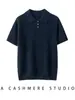 Estilo Novo Outono/Inverno Gola Polo Feminina Tricô 100% Caxemira Pura Manga Curta Feminina Respirável Casual Elegante Simples Camiseta