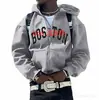 Moletom de Fleece 2026 com Zíper Completo, Design Gratuito, Processamento Gratuito, Transferência Térmica 2D, Padrões de Letras Impressos em 3D