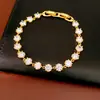 Pulsera con Cierre Redondo Chapada en Oro Real de 18K Incrustada con Circonitas, Pulsera de Nicho de Lujo Ligero, Accesorio de Mano de Alta Gama, Elegante y de Moda