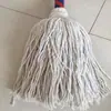 Mop de madeira com fio de algodão e arame amarrado, cabeça redonda, cabo de madeira, mop doméstico para chão, absorção de água mais pano de mop em formato de tira, forte absorção de água